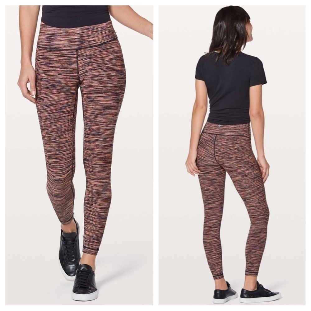 lululemon sz 6 Wunder Under Pink Black Hi-Rise 7/8 Tight Luxtreme Leggings